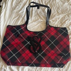 Victoria's Secret Red and Black Checkered Tote